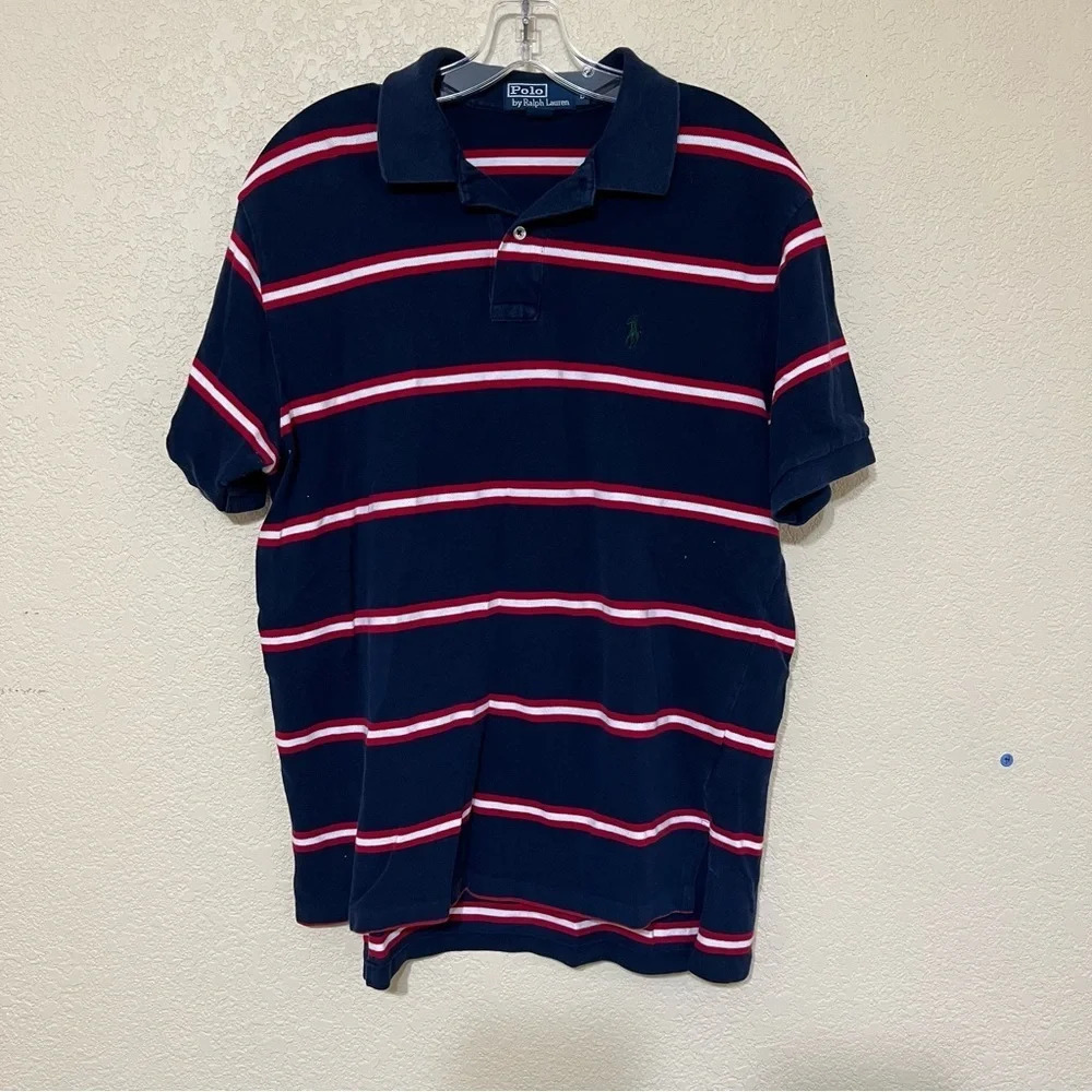 Polo Ralph Lauren Men's L Navy, Red & White Polo Shirt Short Sleeve‎